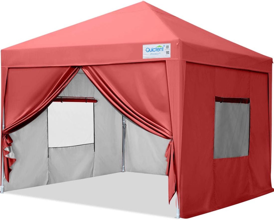 Quictent Privacy 8x8 Easy Pop up Canopy Tent with Sidewalls and Mesh Windows Enclosed Instant Canopy Shelter Portable Waterproof (Black)