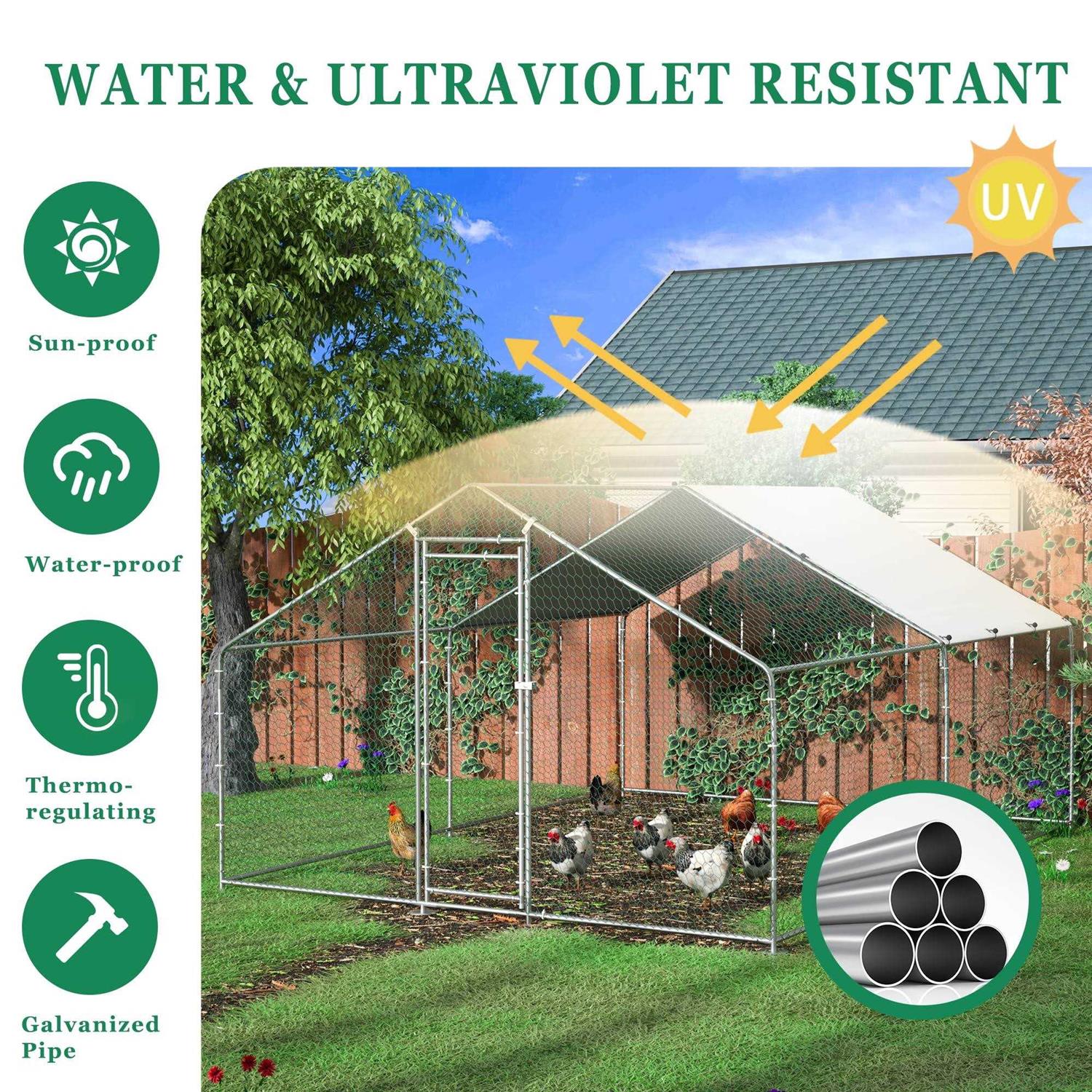 Toetol Extra Large Metal Chicken Coop Walking Poultry Cage Hen Run House Rabbits Habitat Cage Spire Shaped Coops with Waterproof and Anti-Ultraviolet - Pet Supplies online store