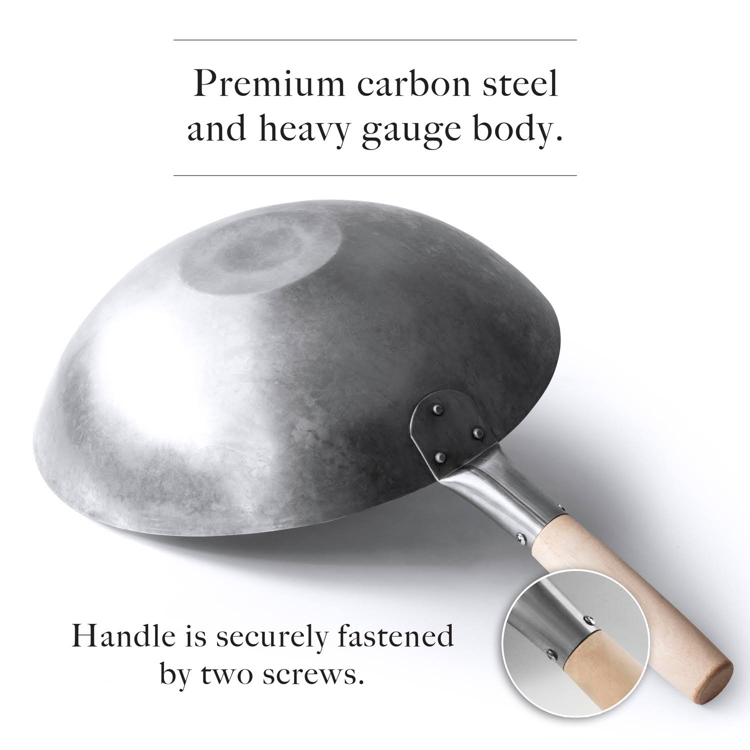 Flat Bottom Wok, Traditional Hand Hammered Wok, 14 inch Carbon Steel Chinese Pow Wok by Mammafong