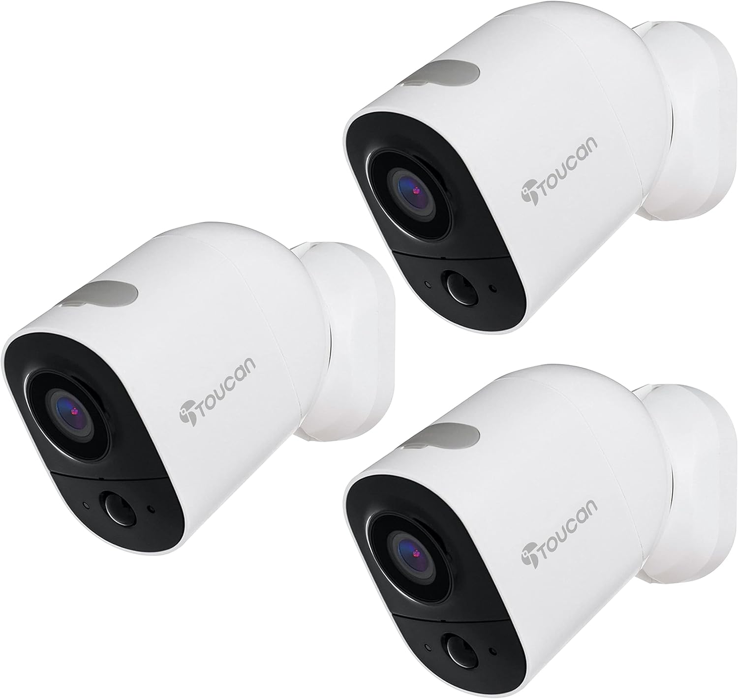 TOUCAN Wireless Indoor/Outdoor Battery Powered Security Camera, Weatherproof, Night Vision, AI Motion Detection, 2-Way Audio, Works with Alexa & Google Home, 1080P, No Subscription Required, 3 Pack