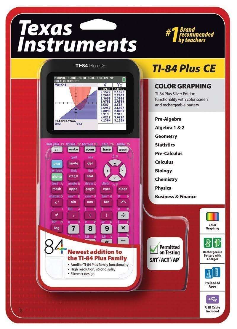 Texas Instruments TI-84 Plus CE Graphing Calculator - Pink