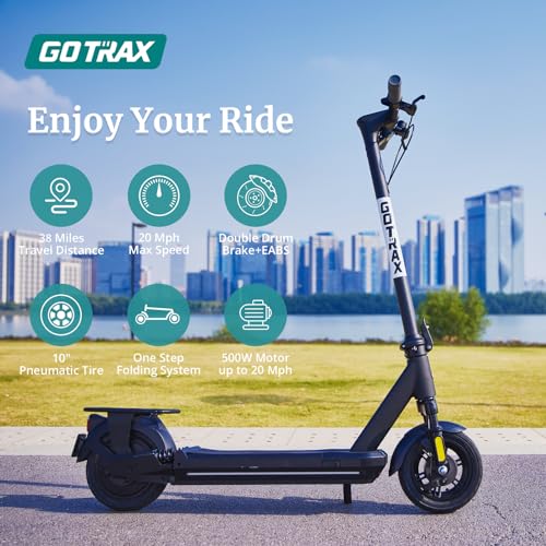 Gotrax Electric Scooter for Adult, 350/500W Motor, Max 18/38 Mile and 20MPH Speed,10" Pneumatic Tire, 36V/48V Big Battery All Aluminum Body, Large LED Display Foldable Commuting E Scooter for Adult