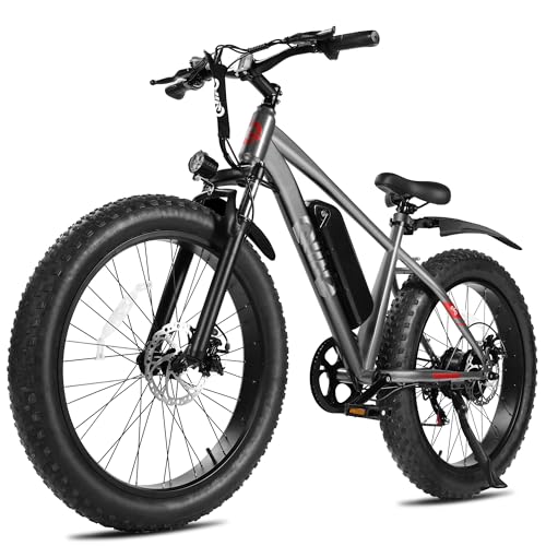 Racer Plus Adult Electric Bicycle, Peak 1000W Motor Electric Bike for Adults, Up to 28MPH 65Miles, 26x4.0 Fat Tire Electric Mountain Bike with 48V 13AH Battery, 7 Speed Front Suspension E Bike