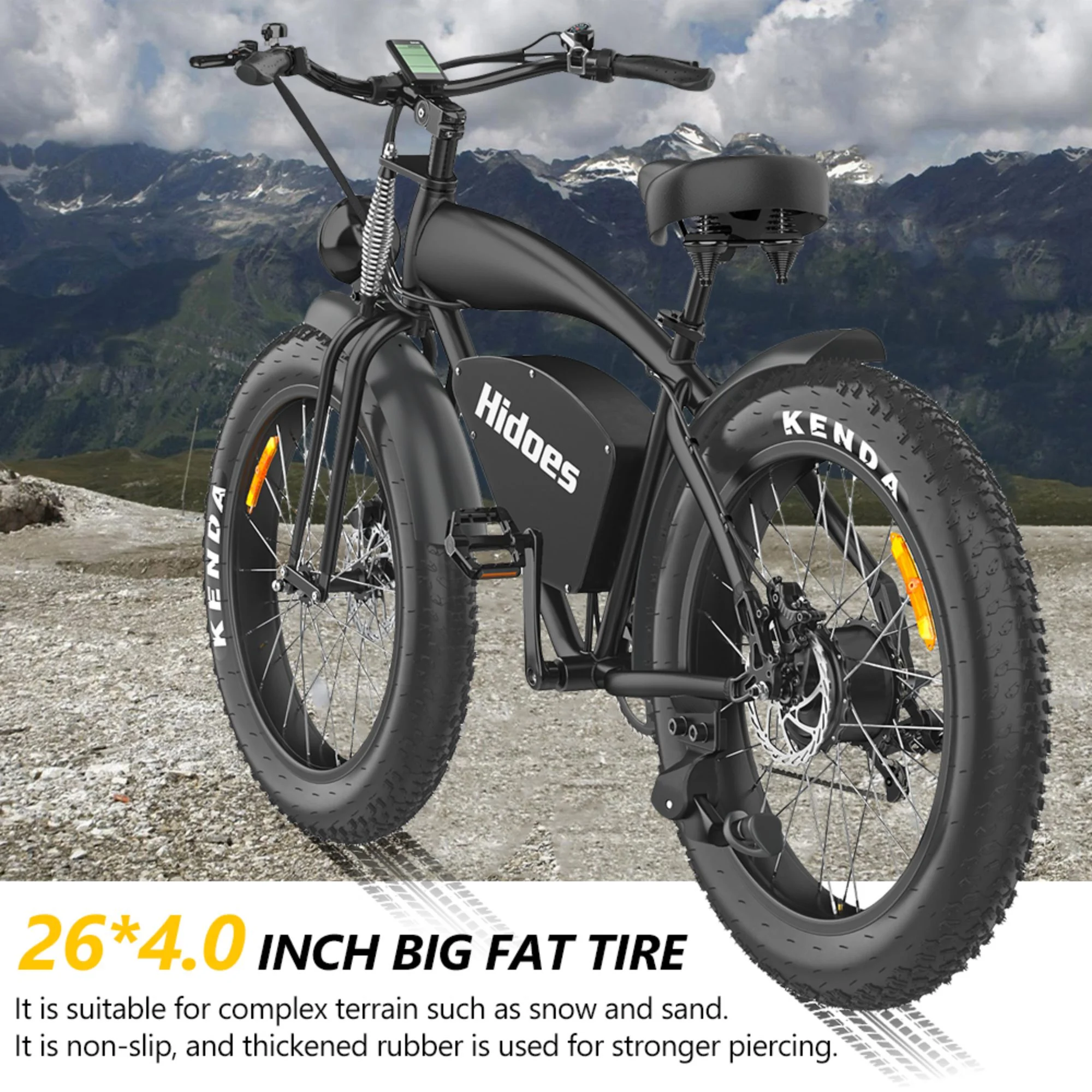 Hidoes Adult Electric Mountain Bikes Commute Ebike 1200W up to 49 Miles Long Range & 31mph, Pedal Assist E-bike Cruiser Electric Bicycle with Shimano 7 Speeds & 26" Fat Tire