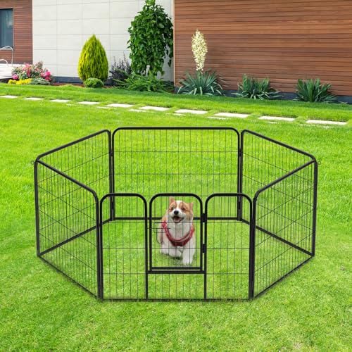 BestPet Dog Playpen Indoor 40 inch 16 Panels Metal Dog Pen Pet Dog Fence Outdoor Exercise Pen with Doors,Pet Puppy Playpen for RV Camping Yard, Black