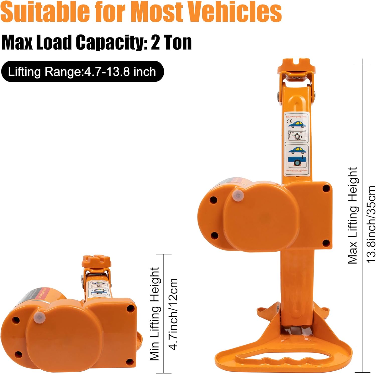 BEETRO 2 Ton (4400 lbs) Electric Car Jack Floor Jack, 12V Scissor Lift Jack Electric Jack for Car SUV Sedan Tire Changing, Lifting Range 4.7-13.8 inch Pack of 2