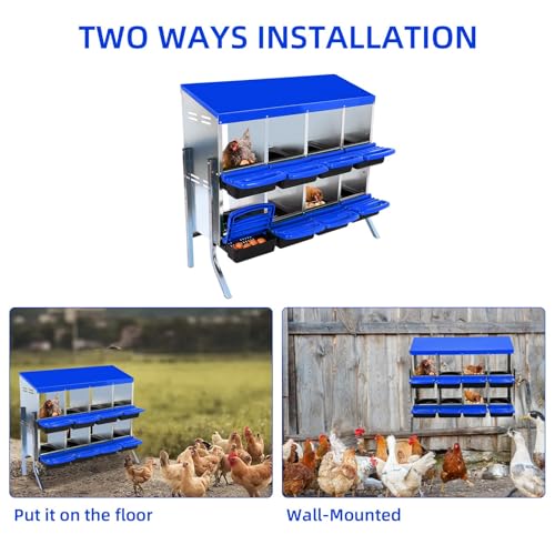 Chicken Nesting Box, 10 Hole 2 Layer Hen Nest Box with Legs, Roll Away Eggs Laying Boxes,Cleanable Pull Out Hen Roosting Boxes