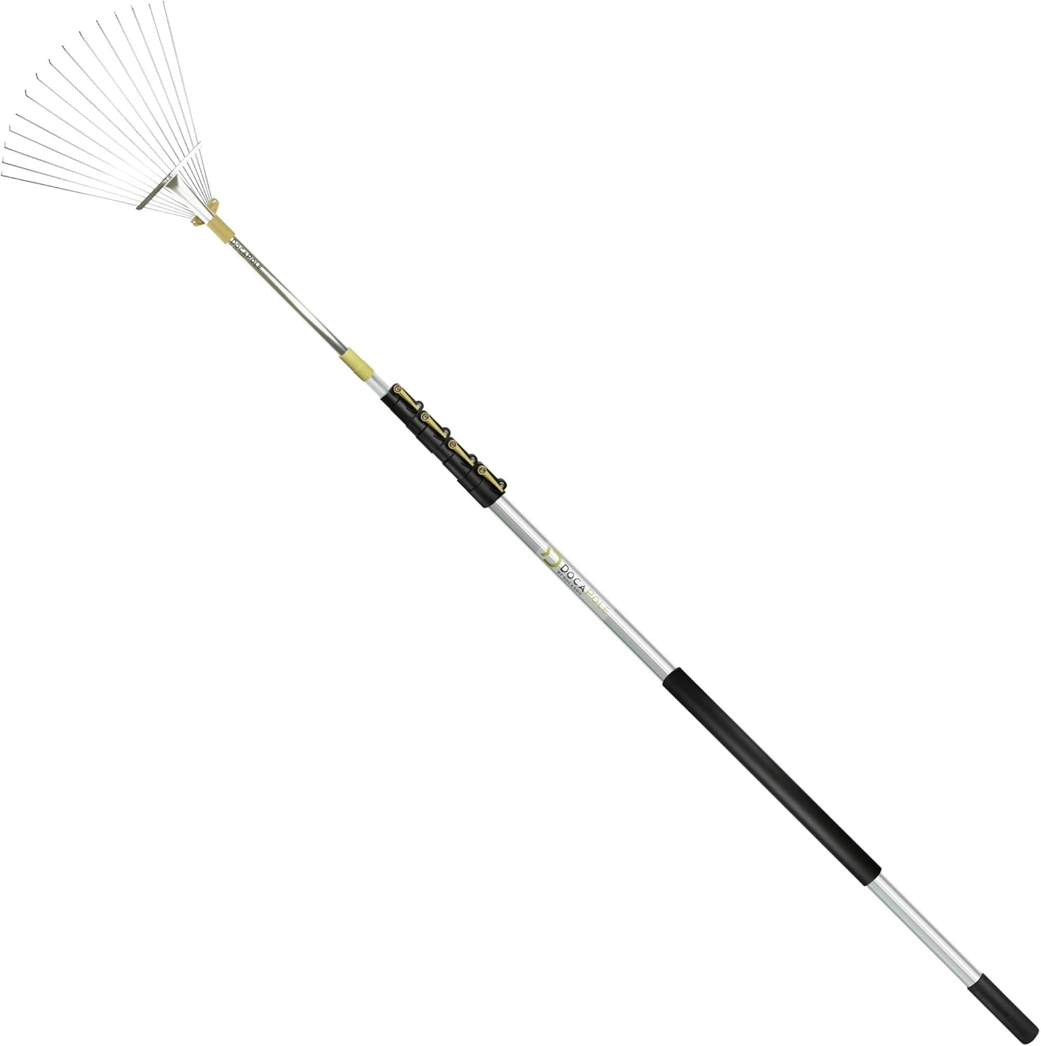 DOCAZOO - DocaPole Roof and Yard Rake Extension Pole - Adjustable, Telescopic, Clean Leaves, Sticks and Debris - 6 to 24 foot