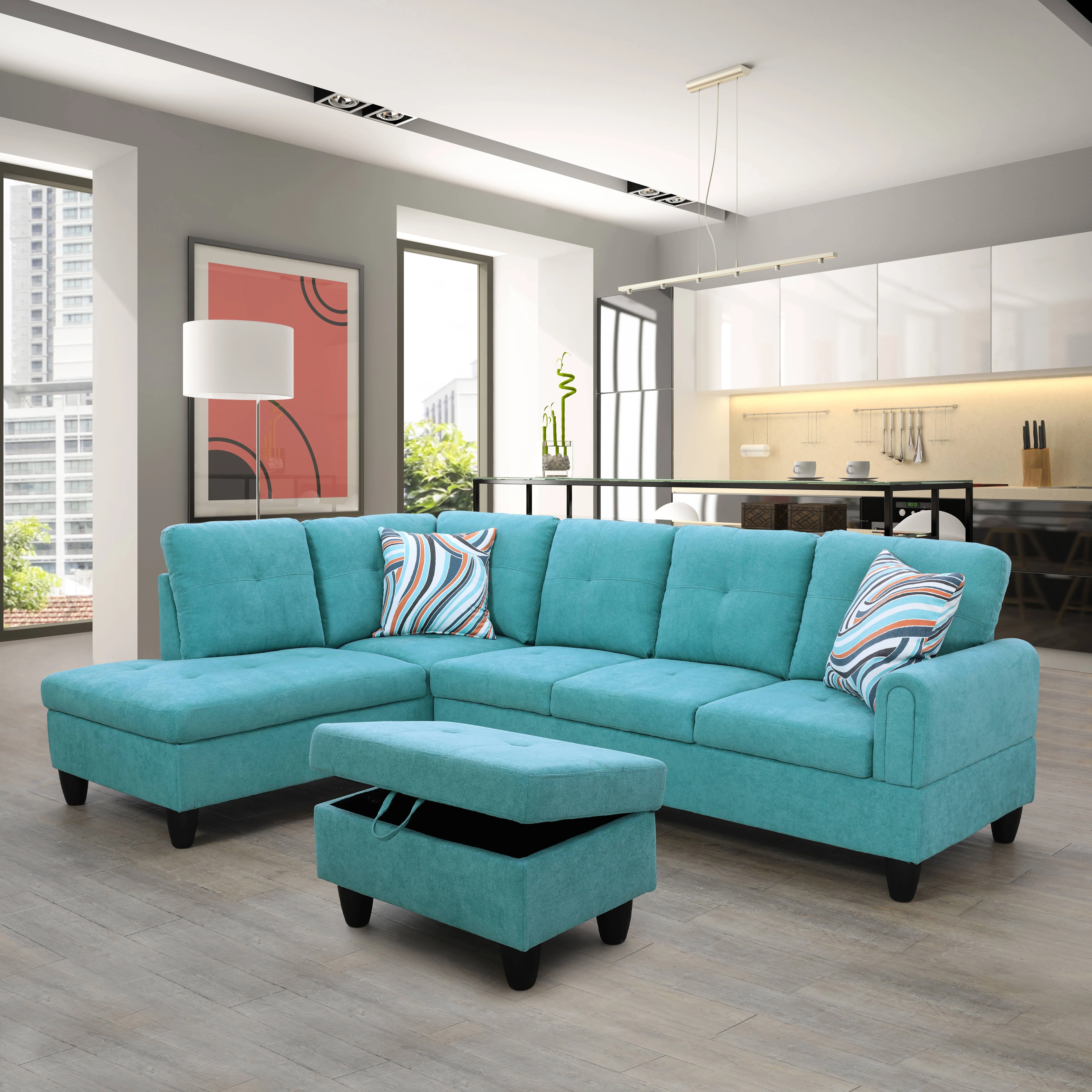 PonLiving 3 - Piece Upholstered Sectional Left Hand Facing