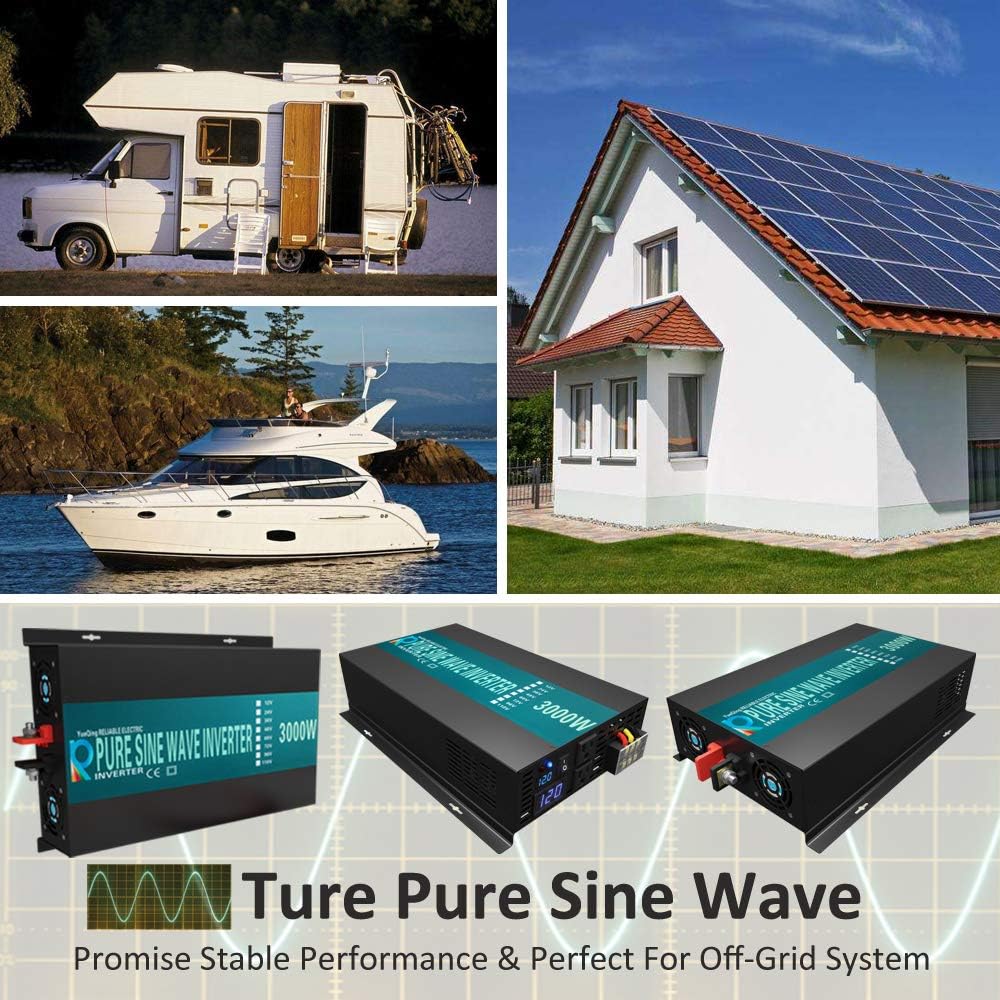 Reliable Pure Sine Wave Power Inverter 1500Watt 24V DC to 110V 120V with Remote Control Dual AC Outlets for CPAP RV Car Off Grid System