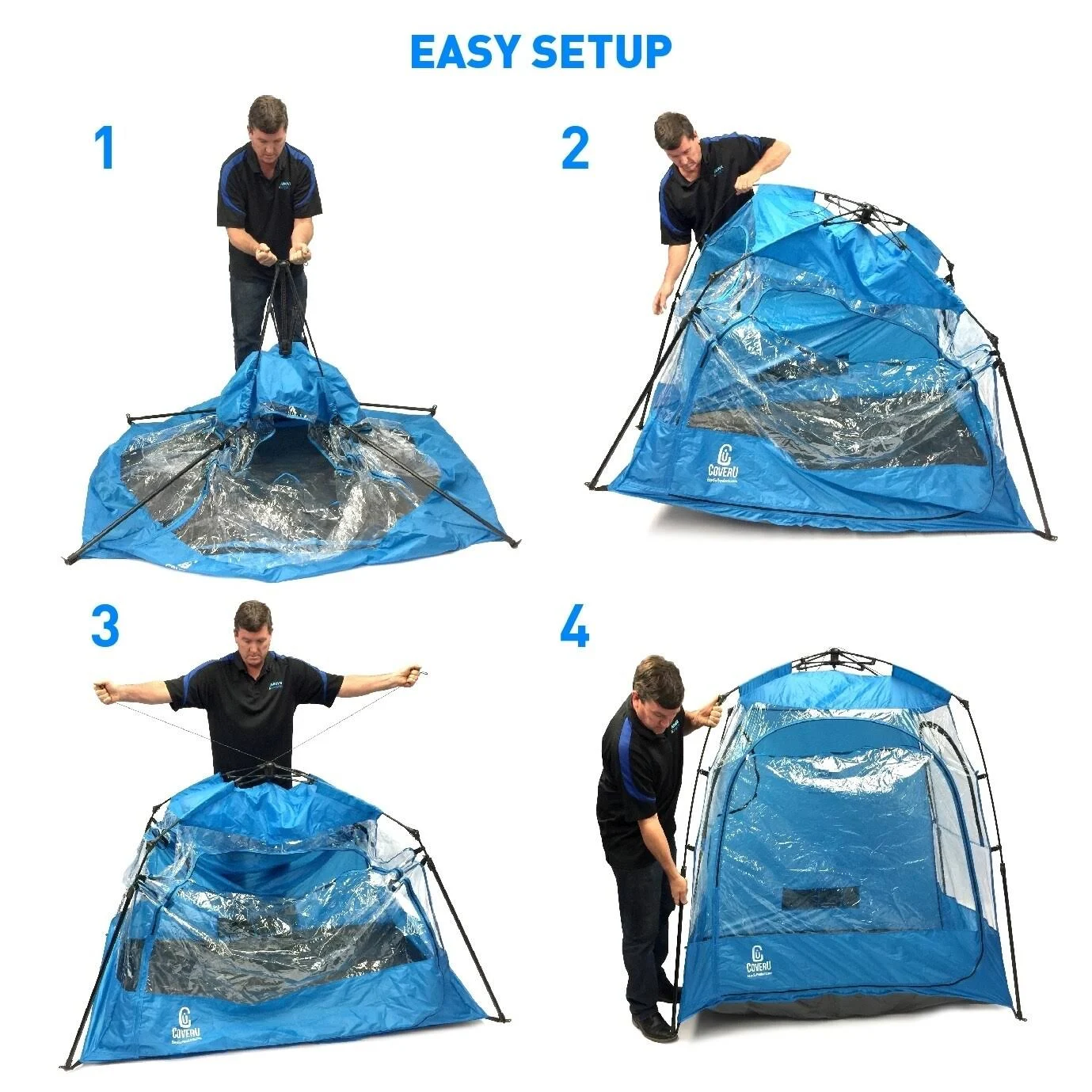 CoverU Sports Shelter - 2 Person Weather Tent Pod (Blue)