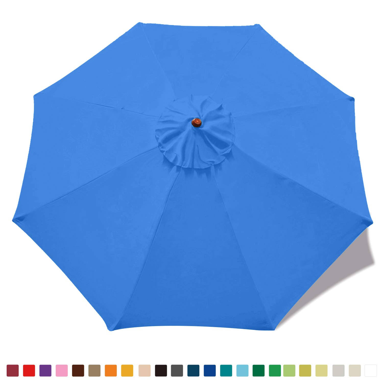 MASTERCANOPY 9ft Patio Umbrella Replacement Canopy Market Table Umbrella Canopy with 8 Ribs(9ft,sky Blue)