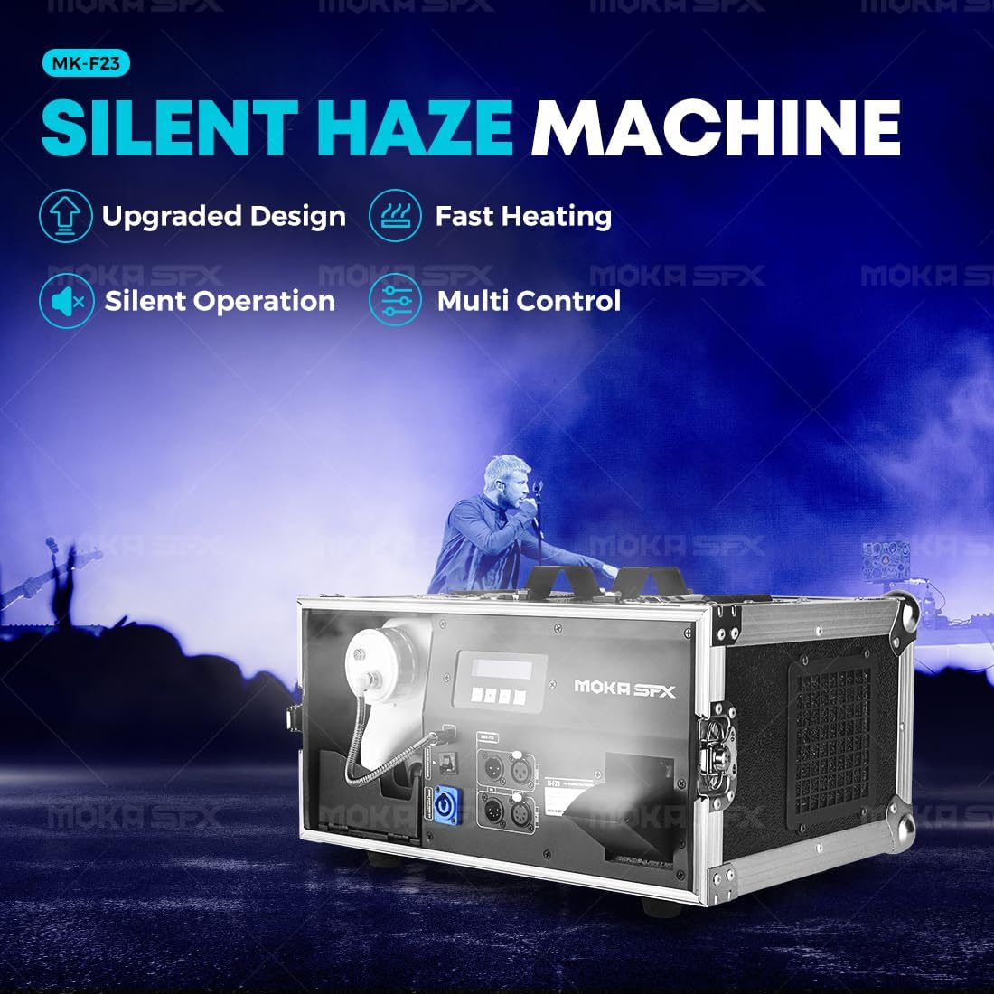 Silent Haze Machine Water-Based 1200W Professional Hazer Mist Fogger with Timer Flight Case for DJ Stage Show Theater