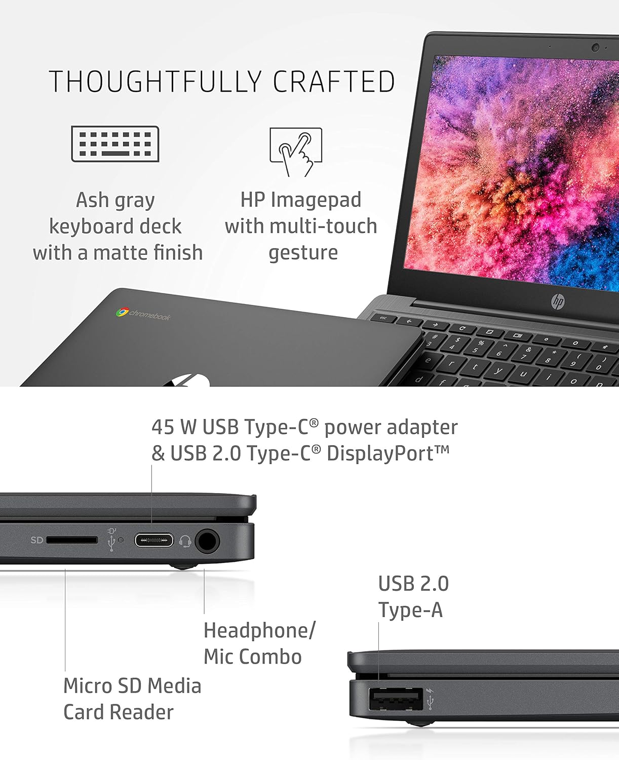 HP Chromebook 11-inch Laptop - MediaTek - MT8183 - 4 GB RAM - 32 GB eMMC Storage - 11.6-inch HD Display - with Chrome OS™ - (11a-na0010nr, 2020 model)