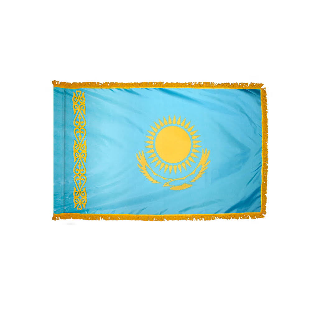 3ft. x 5ft. Kazakhstan Flag with Side Pole Sleeve and Fringe by US Flag Supply