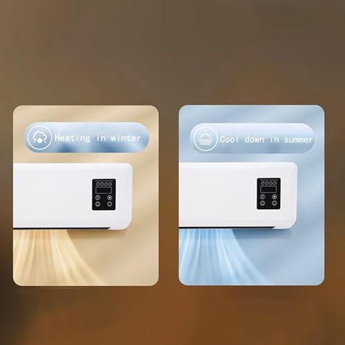 Mini Split AC/Heating System, Split AC Unit, Mini Wall Mounted Air Curtain Fan 2 In 1, Wall Mounted Portable Ductless Air Conditioner Fan With Remote, for Home Apartment Office