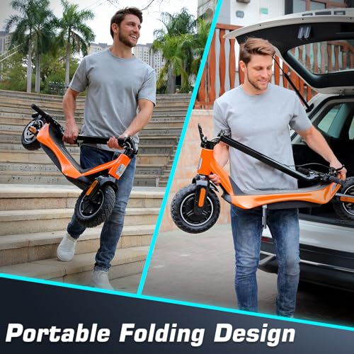 Caroma Electric Scooter Adults, 850W Motor, Max 36 Mph & 30-37 Miles Long Range, 10 Inch Run-Flat Tires, Folding E-Scooter with Dual Motor and Dual Brakes, Smart Control