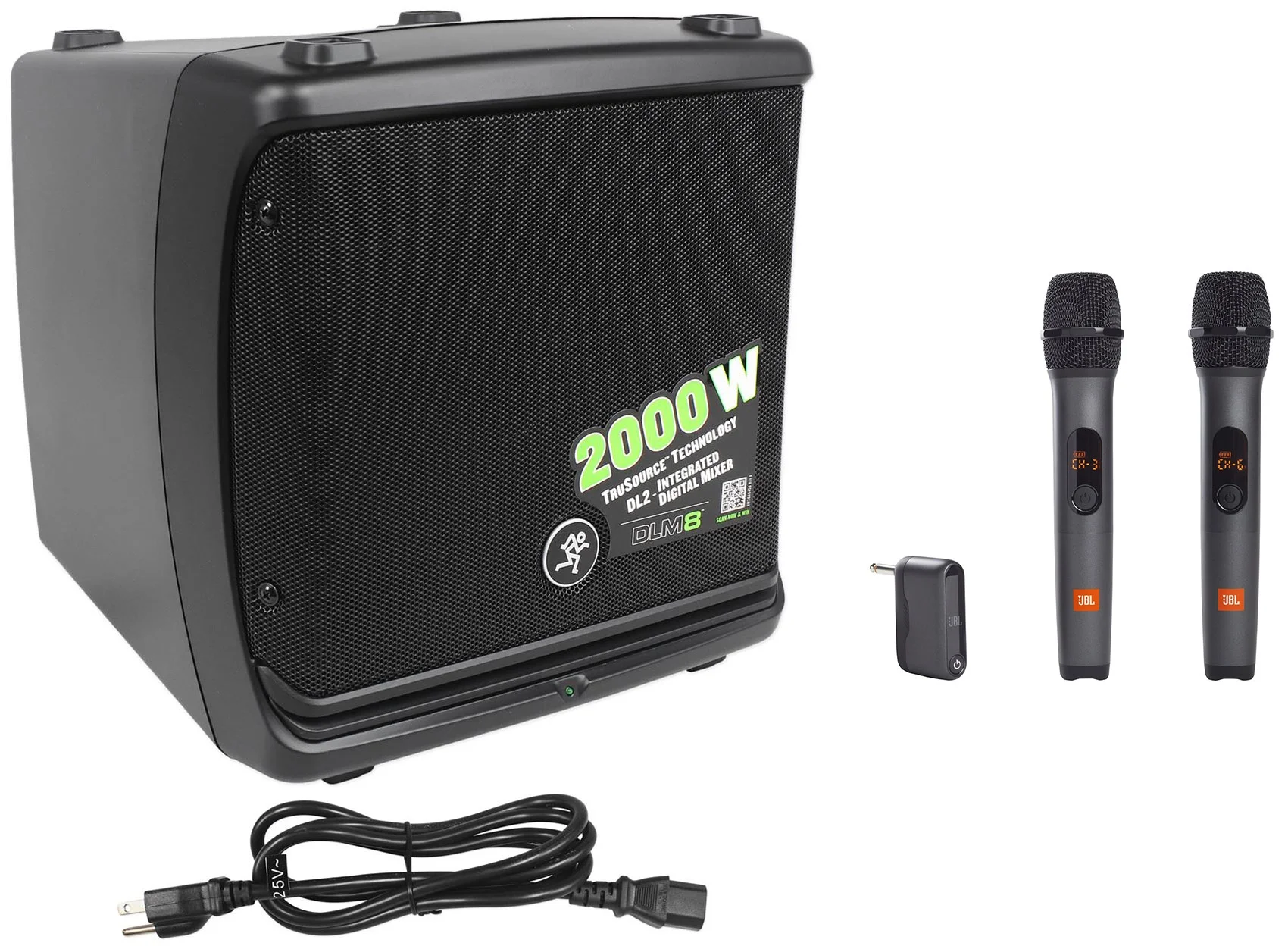 Mackie DLM8 2000W 8" Class D Powered Active DJ PA Speaker+(2) JBL Wireless Mics - Curated Treasures Market