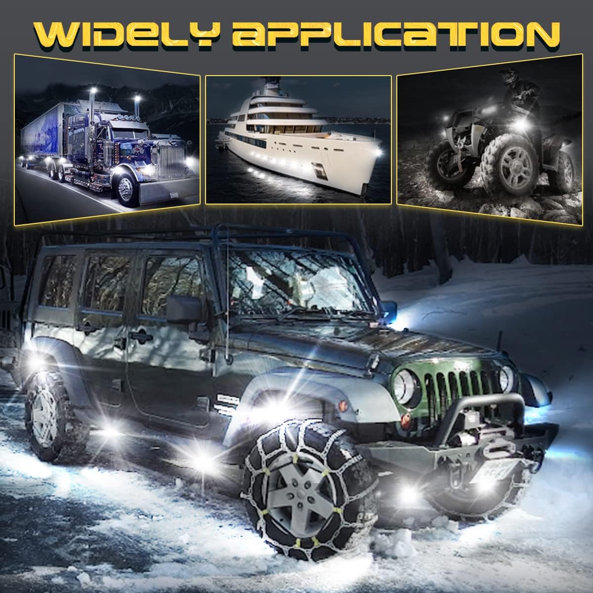 LEDKITO R3 White LED Rock Lights 12PCS for Trucks Je-ep Off Road RZR Boat Car SUV ATV UTV Super Bright Under glow Pure White Lights Trail Trai Rig Lights High Power Waterproof Shockproof(12 Pods)