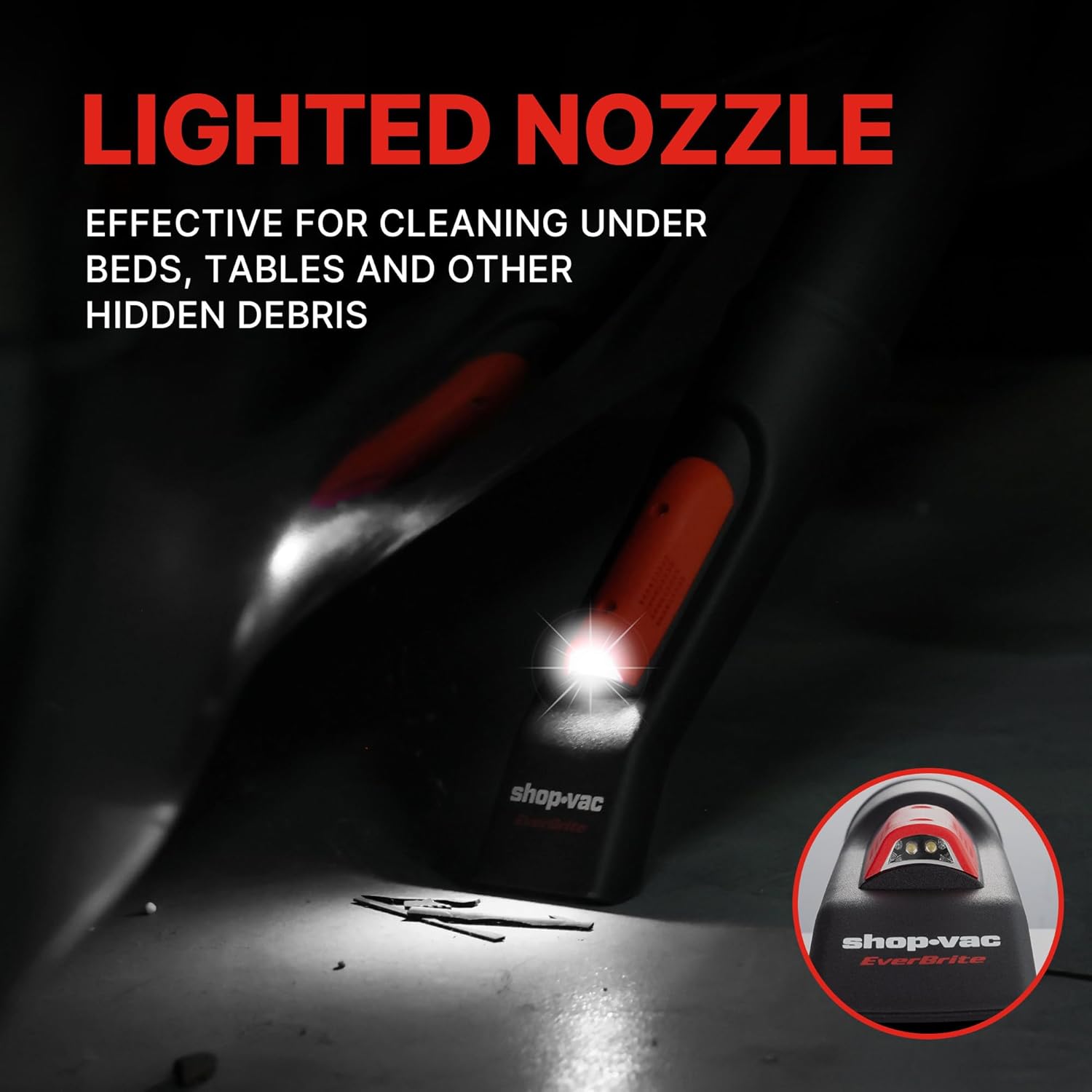 Shop-Vac 12 Gallon 5.5 Peak HP Wet/Dry Vacuum and Nozzle with LED Light