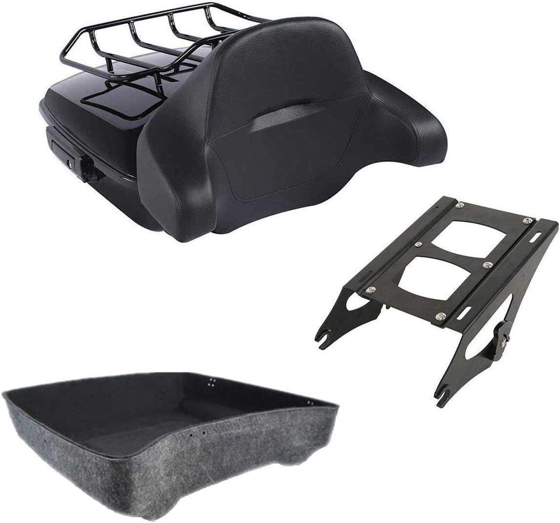 TCMT 10.7" Tour Pack Trunk W/Backrest Pad Mounting Rack For Harley Road King Glide 2014-2022