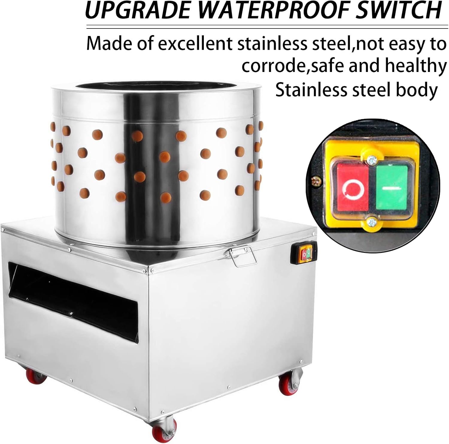 NN/AA 2HP 110V Stainless Steel Chicken Plucker 1500w 275r/min Poultry Feather Remover 20 Inch for Poultry Chicken, Bird, Duck, Turkey.