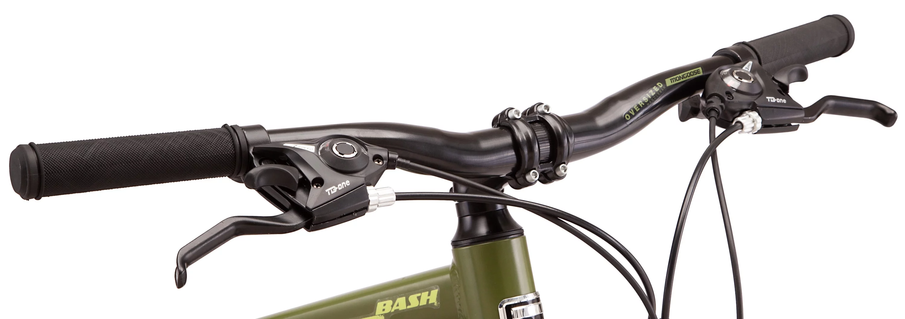 Mongoose Bash Suspension mountain bike, 21 speeds, 26-inch wheels, green