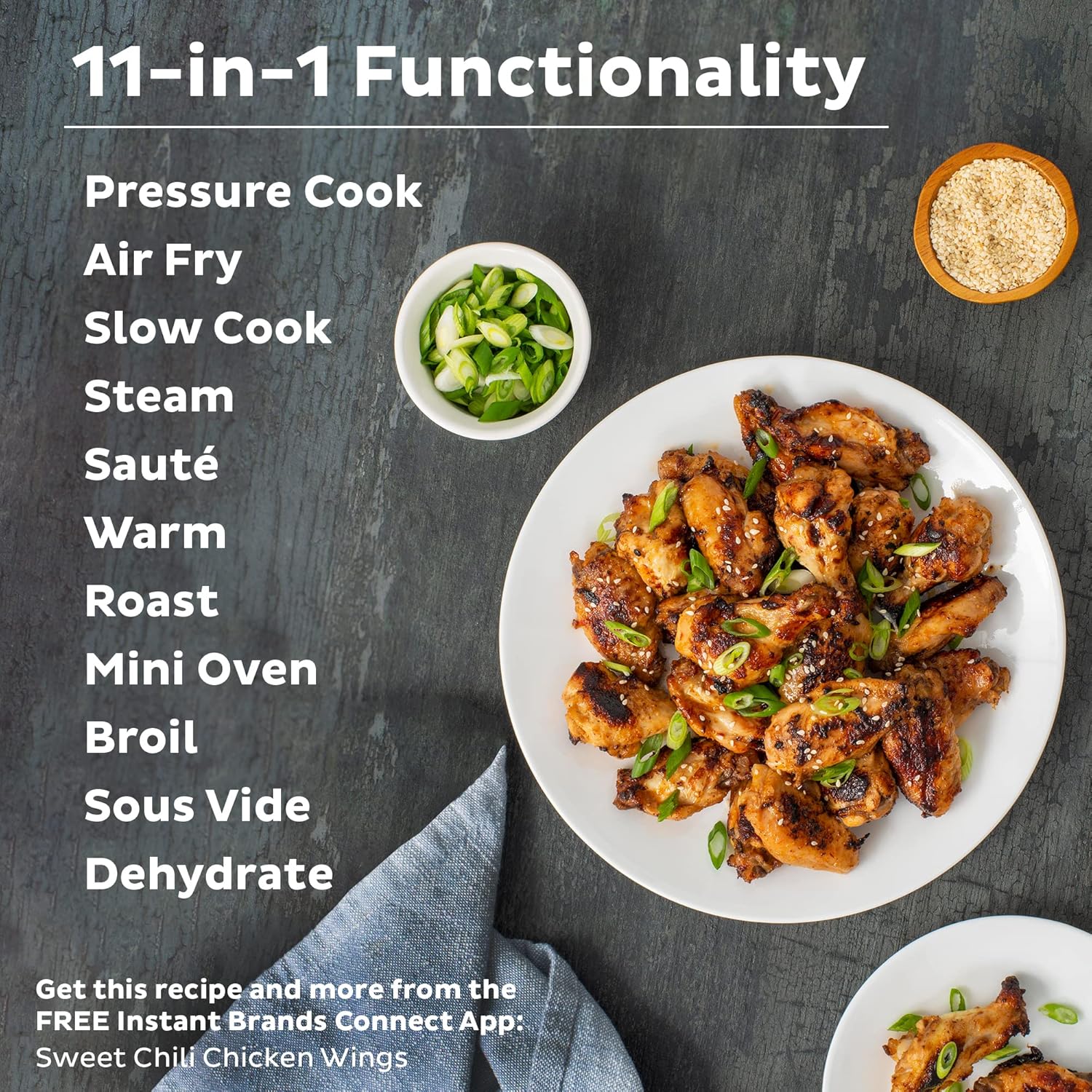 Instant Pot Duo Crisp Pressure Cooker 11 in 1, 8 Qt with Air Fryer, Roast, Bake, Dehydrate and more & Genuine Instant Pot Tempered Glass lid, Clear 10 Inch (26 cm) 8 Quart