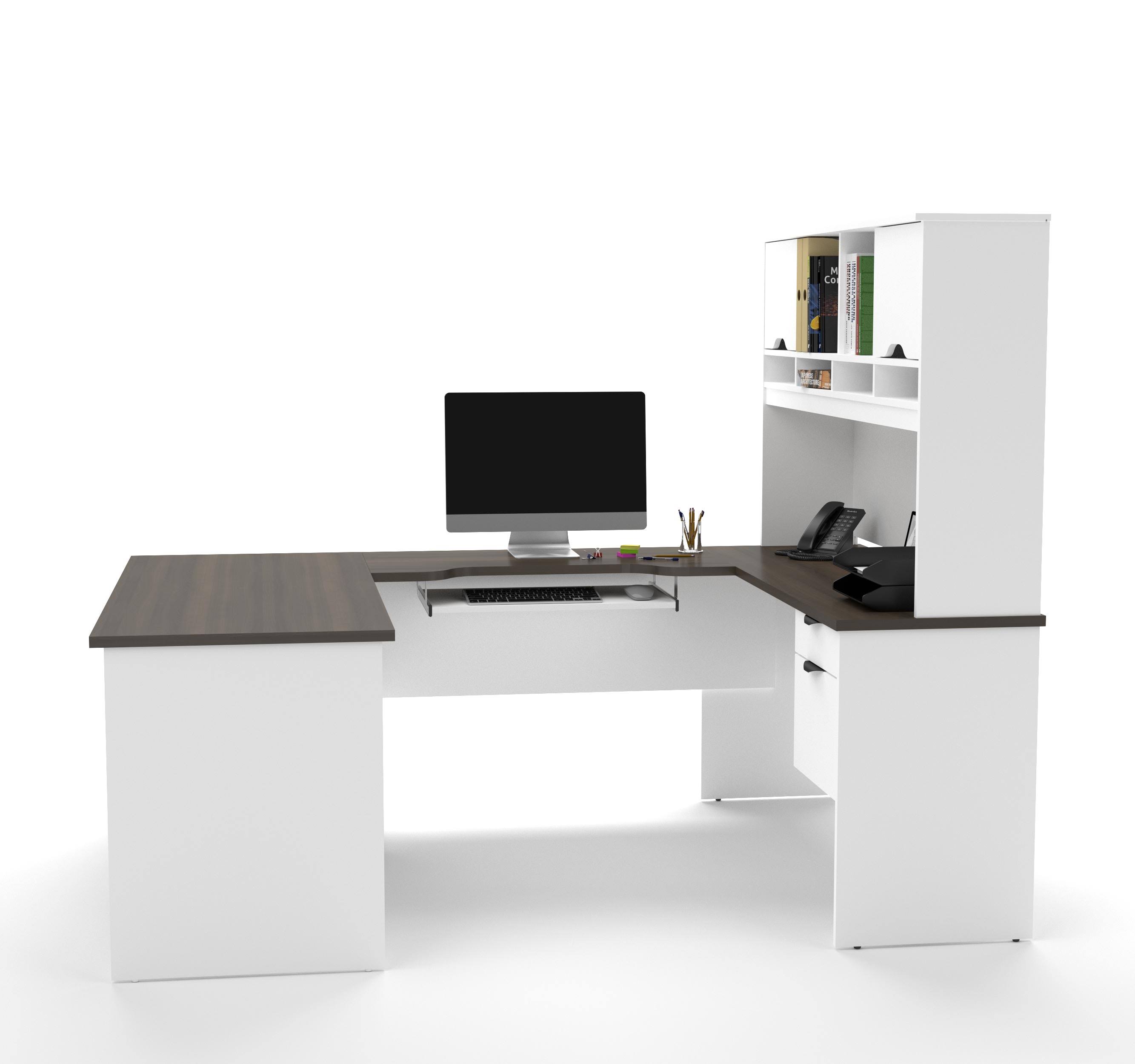 Bestar 92850-52 Innova U-Shaped Workstation in White and Antigua