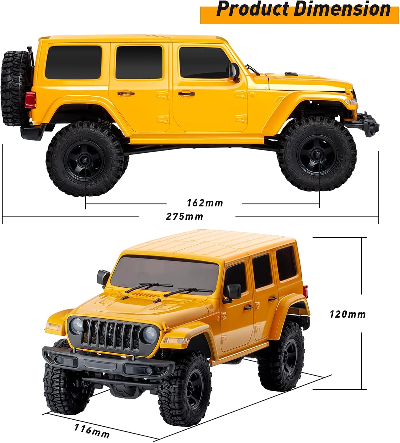 WOWRC x RocHobby RC Crawler,1/18 Scale RC Rock Crawler 4x4, RTR Off Road RC Truck Cars for Adults, Waterproof All Terrain RC Crawler Kit with Battery Charger, Fire Horse