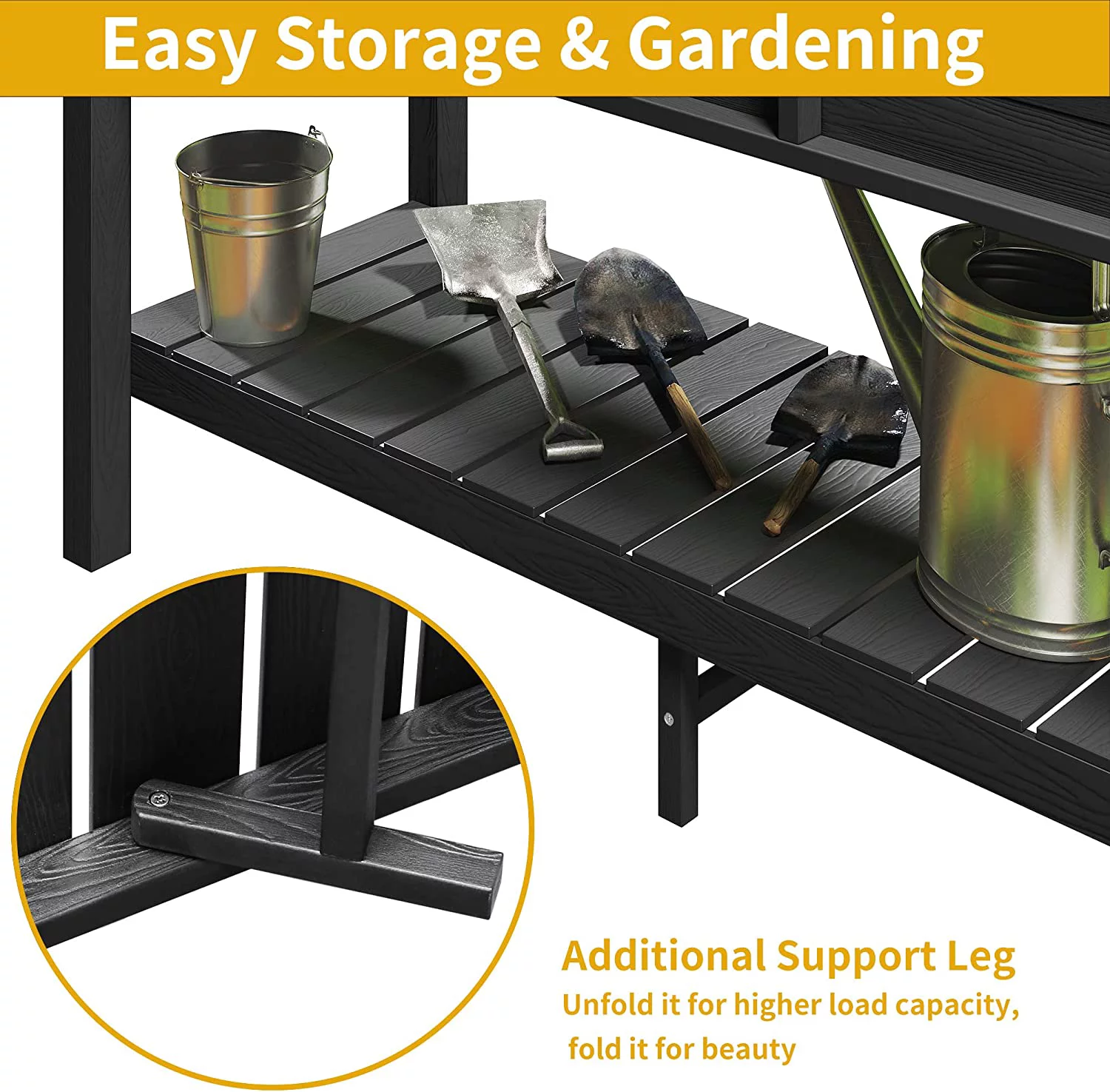 DWVO Outdoor Elevated Raised Garden Bed Planter Box with Legs & Shelf for Vegetables,Black
