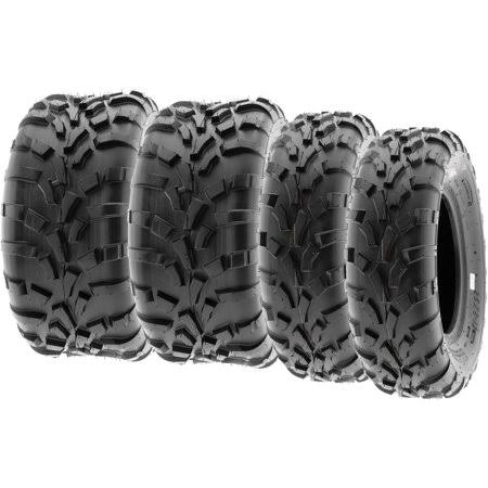 Sunf All Trail ATV UTV Tires 25x8-12 6 PR u0026 25x10-12 6 PR A010 (Complete Full Set of 4), Black