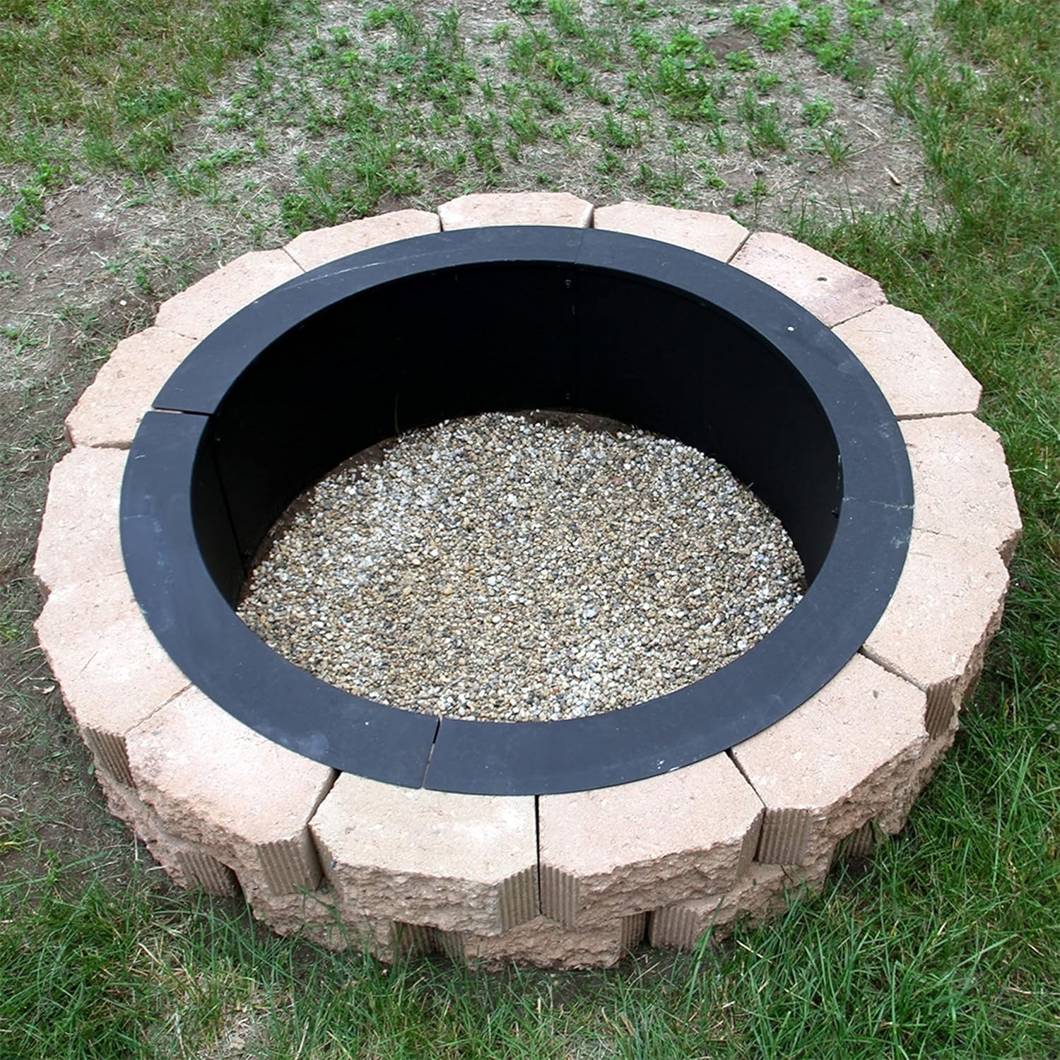 Sunnydaze Fire Pit Ring - 33 Inch Outside x 27 Inch Inside - DIY Campfire Liner - Portable Wood Burning Ring - Above or In-Ground - Durable Steel