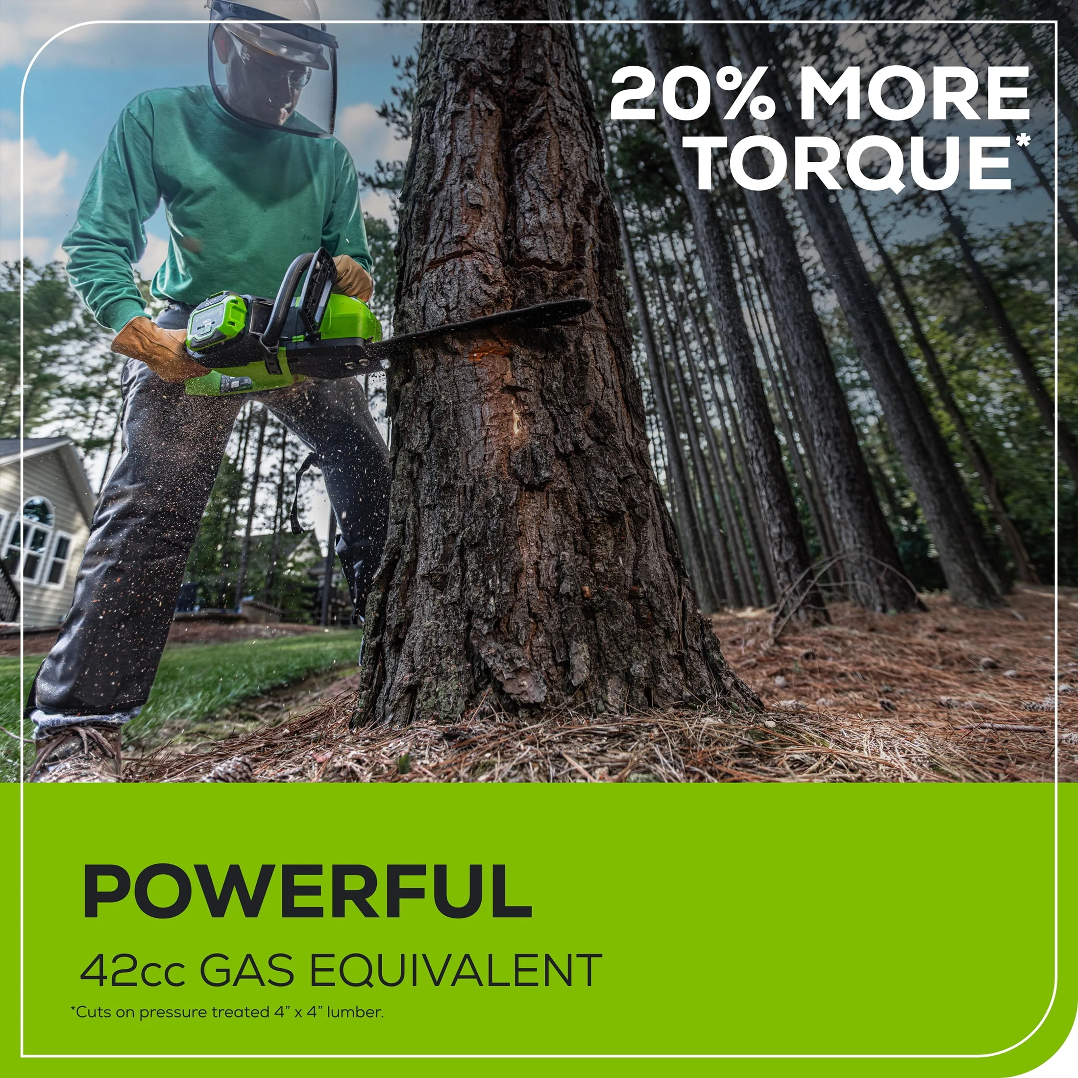 Greenworks 60V 18 2.0kW Brushless Chainsaw with 4.0 Ah Battery & 3 Amp Charger 2028502