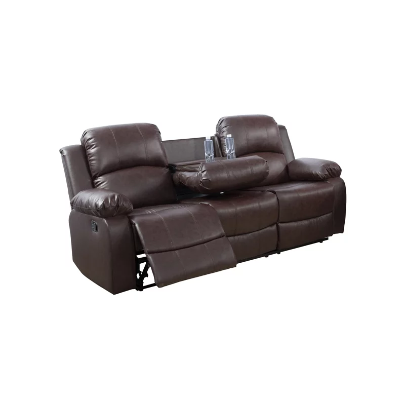Lifestyle Furniture Provo 3-Pieces Faux Leather Recliner Sofa Set in Espresso