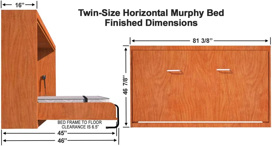 Murphy Bed Queen Size Hardware Kit - DIY Wood Frame Folding Cabinet Wall Bed for Guestroom Easy to Build, Made in USA