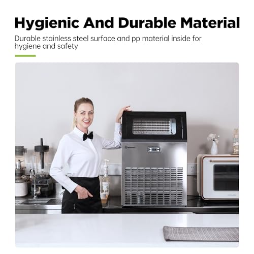 Real Relax Commercial Ice Maker Machine, 400 lbs /24 h, 330 lbs Storage Bin, Industrial Ice Machine, Stainless Steel, Automatic Cleaning, Perfect for Bar/Cafe/Restaurant, with Ice Shovels