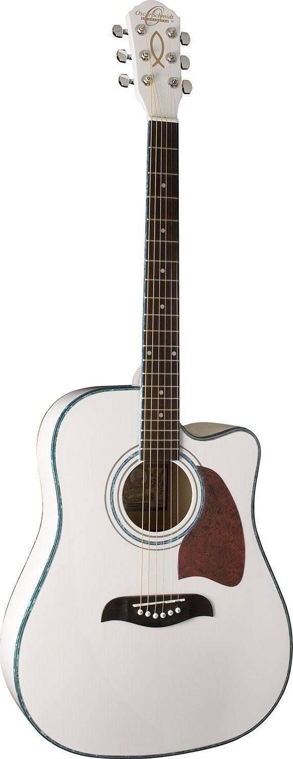 Oscar Schmidt OG2CE-WH Dreadnought Acoustic/Electric Guitar, White