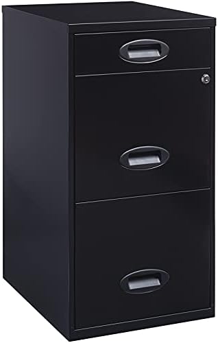 Space Solutions 3 Drawer Metal File Cabinet with Pencil Drawer Black