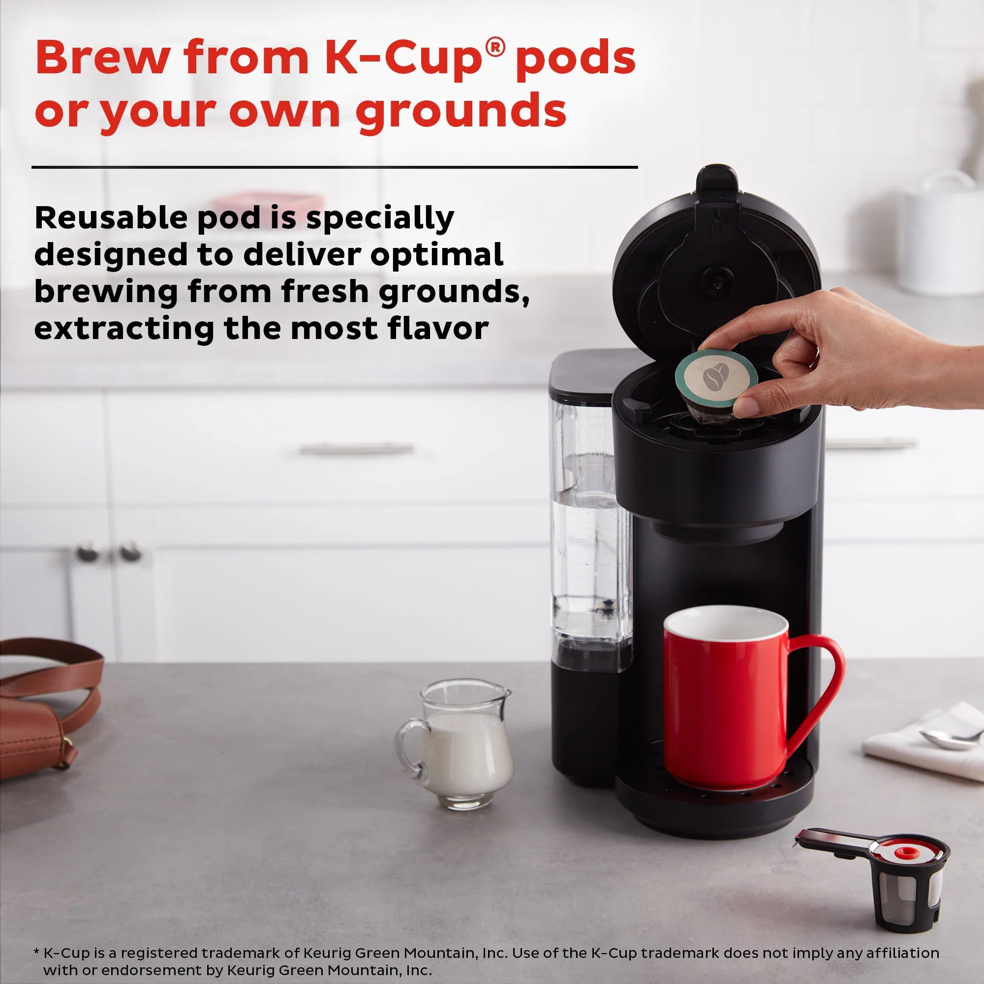 Instant Solo Café 2-in-1 Single Serve Coffee Maker for K-Cup Pods and Ground Coffee, Black
