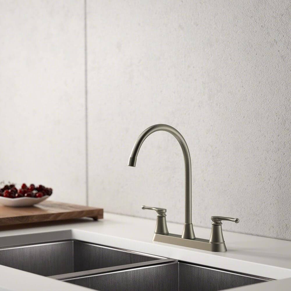 Sir Faucet 7142-BN Brushed Nickel Double Handle Kitchen Faucet