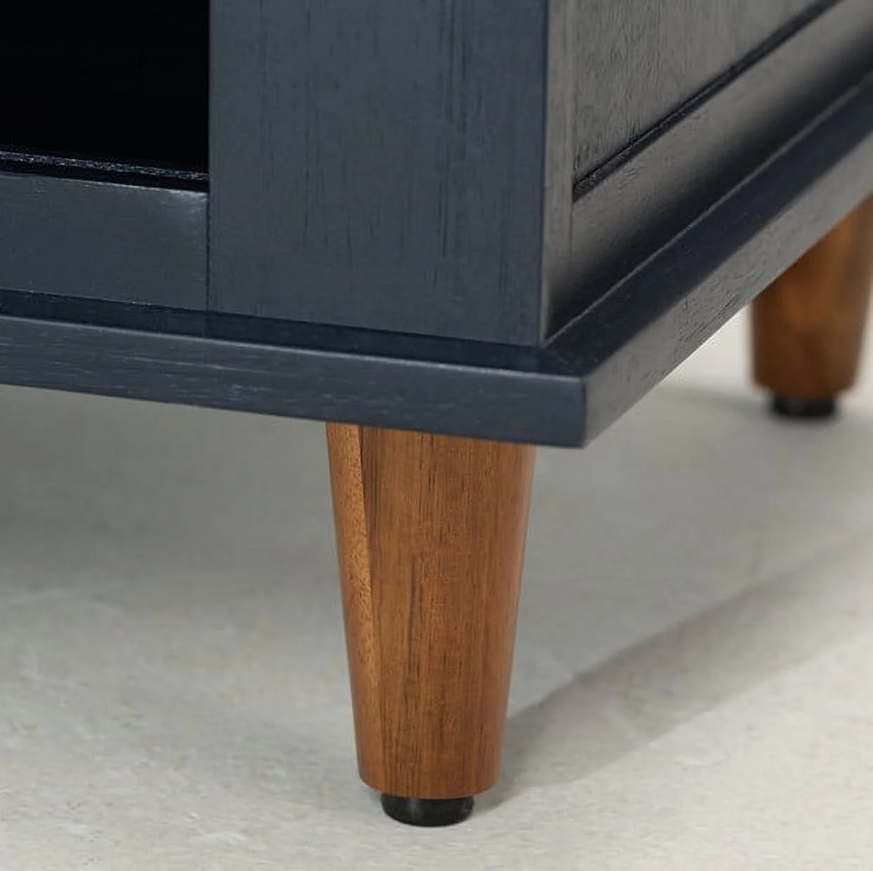 Eltis Shorista Solid Wood TV Stand 2 Sliding Rattan Doors, for TVs up to 70", Navy Blue