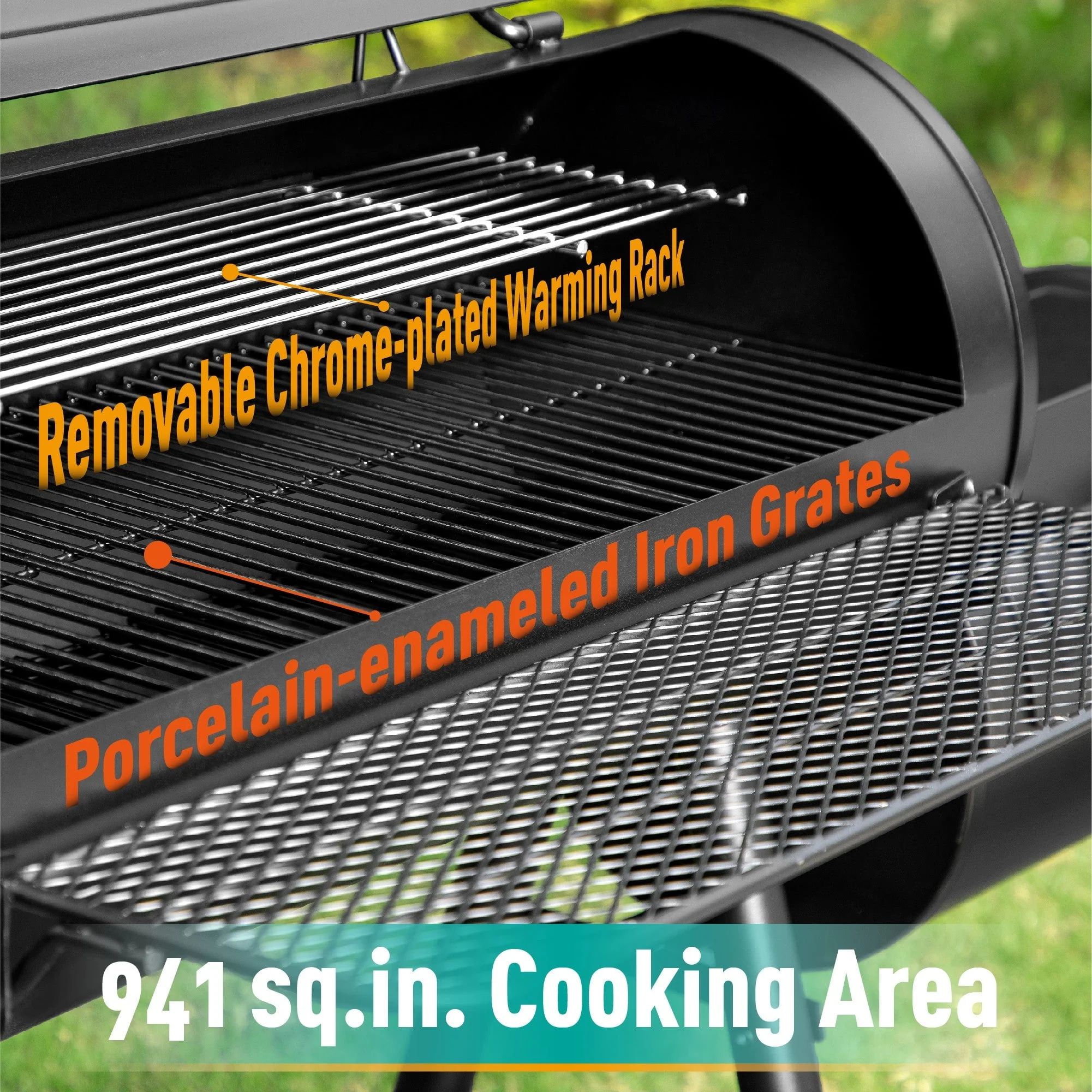 Alpha Joy Heavy Duty BBQ Charcoal Grill with Offset Smoker Overlarge 941 sq.in. Cooking Area