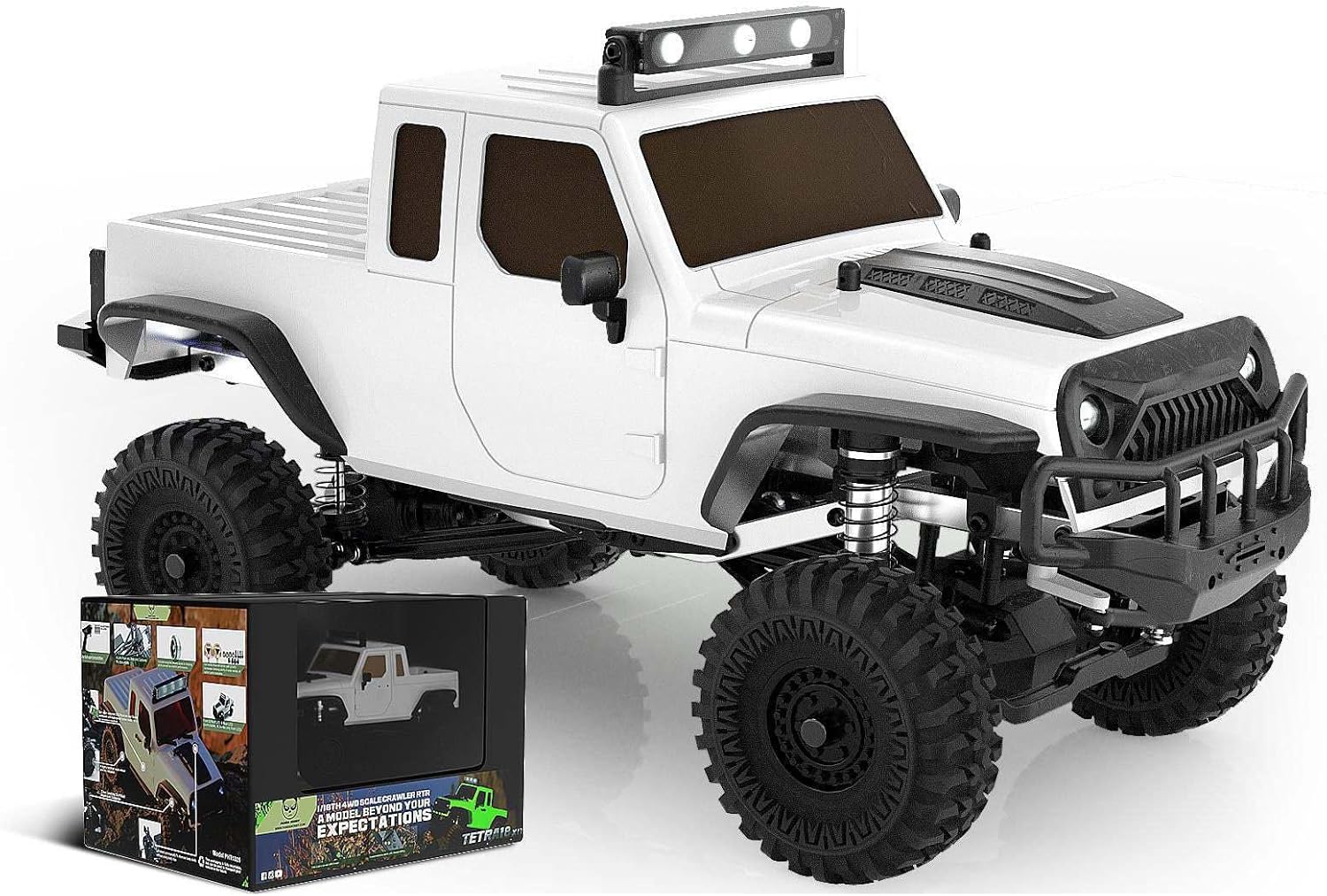 RC Rock Crawler 4x4,RC Crawler 1/18 Panda Hobby 4WD Off Road RC Cars,RTR Remote Control Car for Adults,1:18 Scale RC Truck Cruiser Vehicle,Waterproof All Terrains Hobby RC Model Car,Tetra18 X1T,Gray
