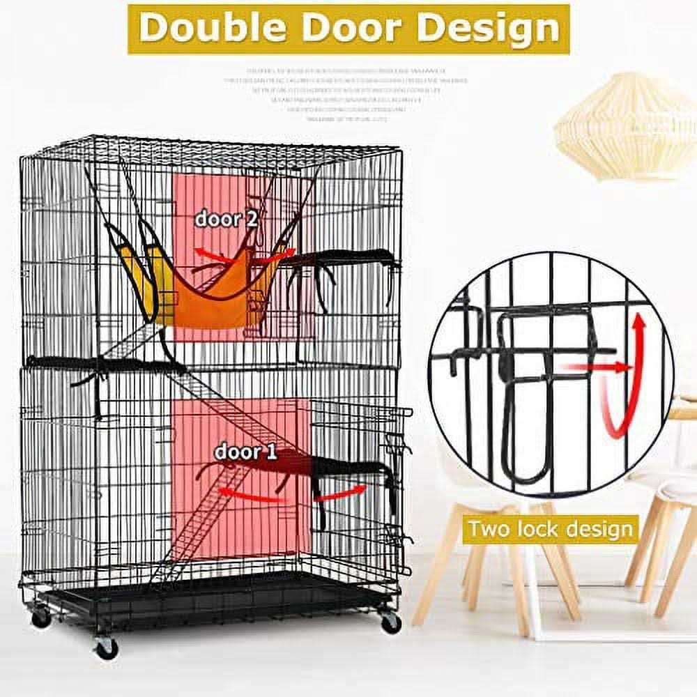 BestPet Cat Cage Crate Kennel 48 inches Cat Playpen with Free Hammock 3 Cat Bed 2 Front Doors 2 Ramp Ladders Perching Shelves - Pet Supplies online store