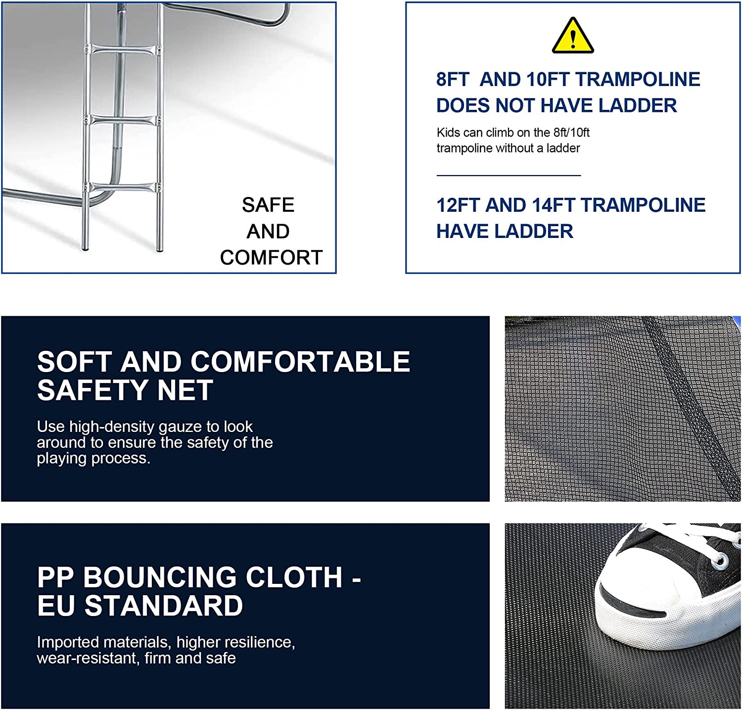 Trampoline with Enclosure Net Outdoor Jump Rectangle Trampoline - ASTM Approved-Combo Bounce Exercise Trampoline PVC Spring Cover Padding for Kids and Adults