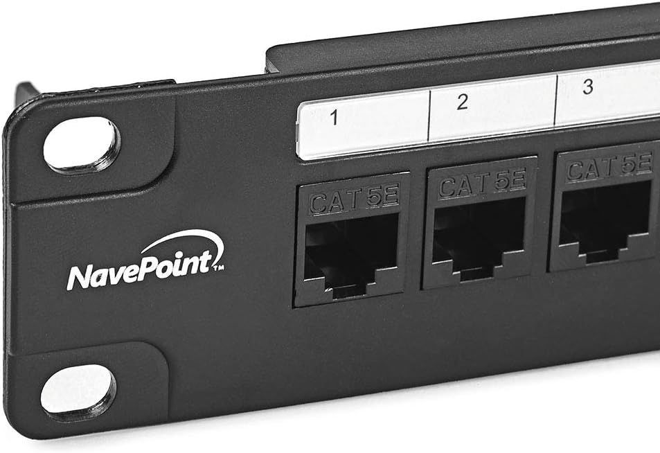 NavePoint 24-Port CAT6 UTP Patch Panel 1U with Keystones, RJ45 Ethernet, Black
