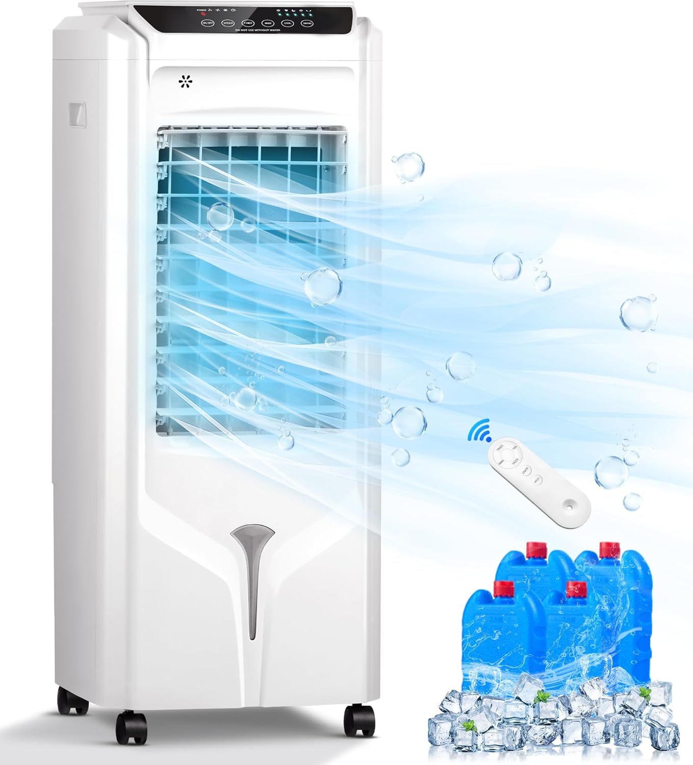 Swamp Cooler Air Conditioner,Evaporative Air Cooler with 4.2-Gal Tank,120° Oscillation,4 Ice Packs,3-In-1 Portable Evaporative Cooler Cooling Fan for Indoor Room Bedroom Garage Outdoor (31IN)