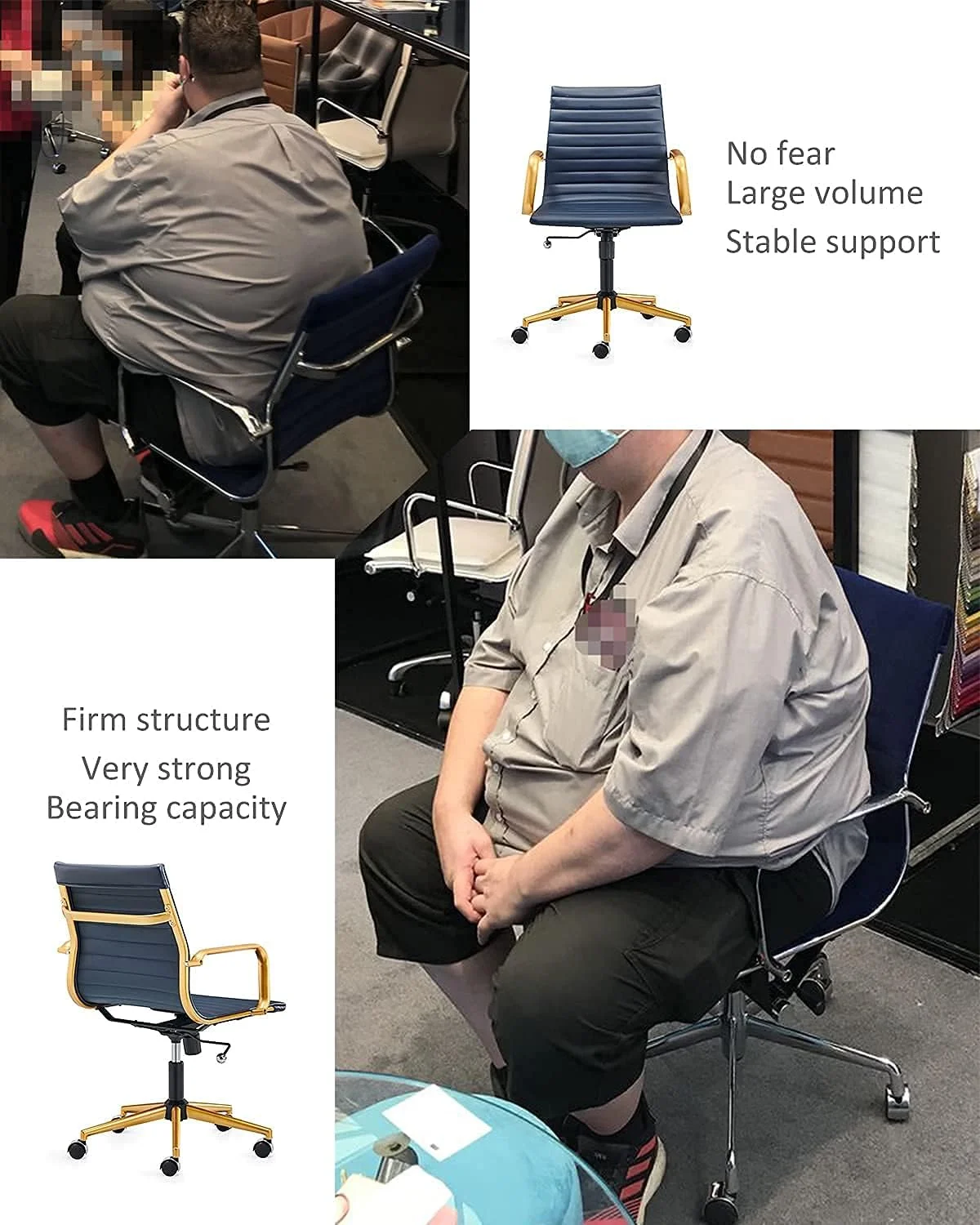 Executive Office Chair Office Chair Rolling Office Chair With Back Support Ergo Office Chair With Caster Wheels Office Chair For Heavy People 320Lbs Swivel Office Chair (GD-Blue)