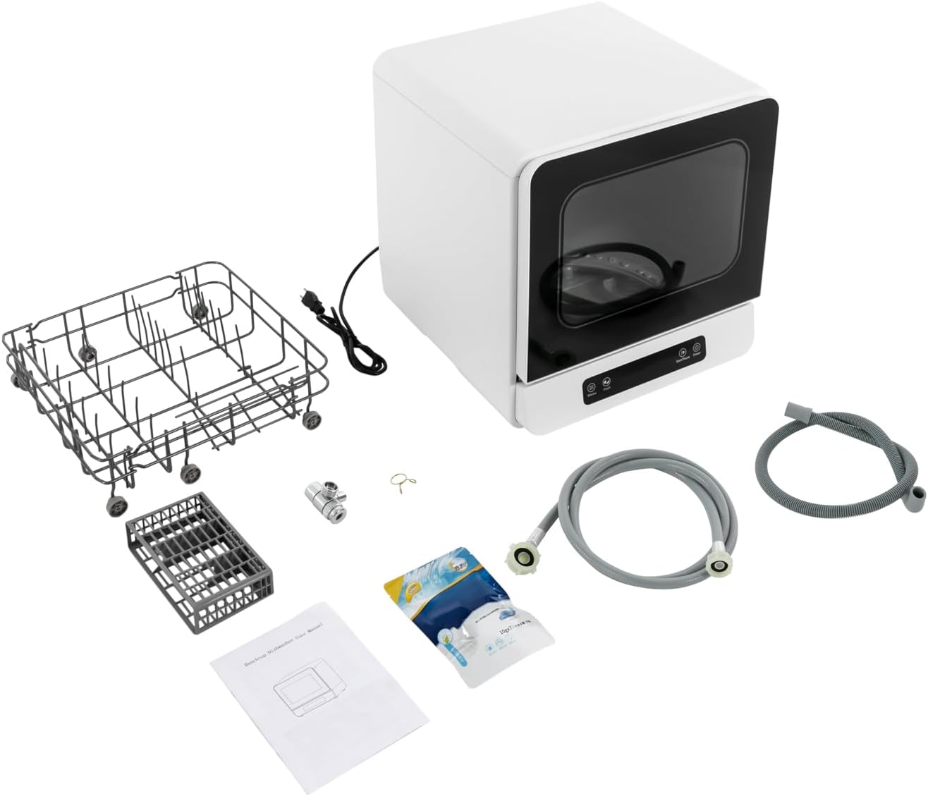 3-in-1 Portable Mini Dishwasher Countertop Portable Dishwasher 5 Washing Programs Mini Dishwasher for Apartments& RVs, 590W 110V